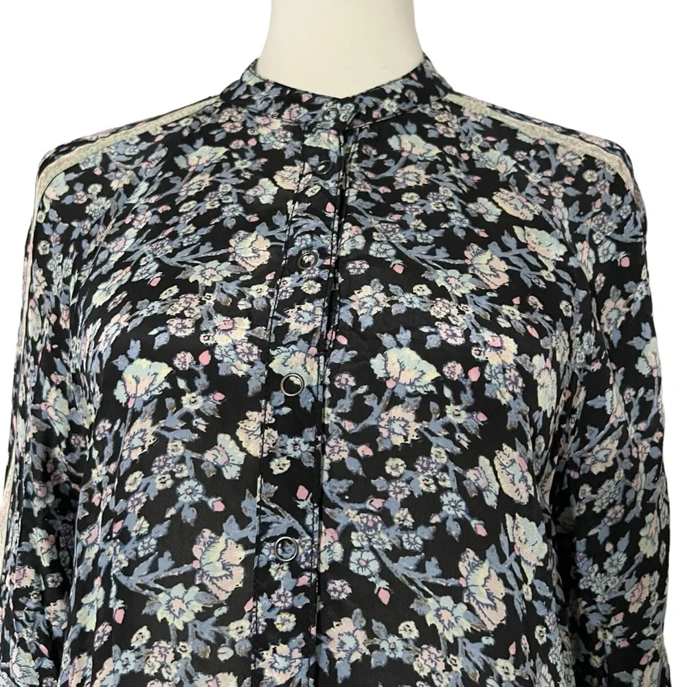 Free People Skyway Drive In Top Women Floral Button Front Blouse *No‎ Belt